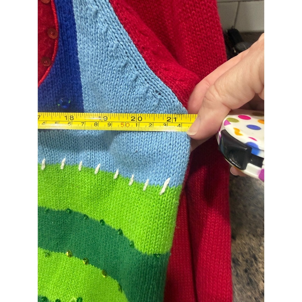 tierra international christmas collection red cardigan sweater w embroidery - Picture 7 of 8